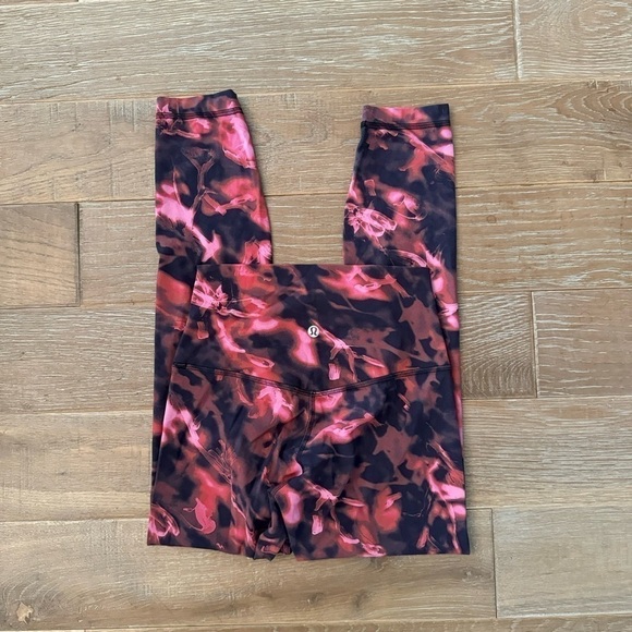 Lululemon Blossom Print Pink Red + Black Align High Rise Leggings - Picture 4 of 6